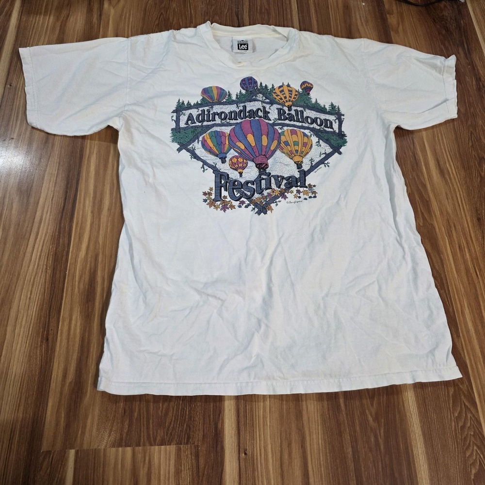 Vintage Adirondack Balloon Festival Shirt‎ Mens Large White Lee Graphic Tee
